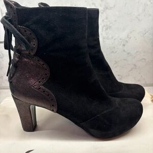 Chie Mihara Black and Dark Brown Heeled Boots
